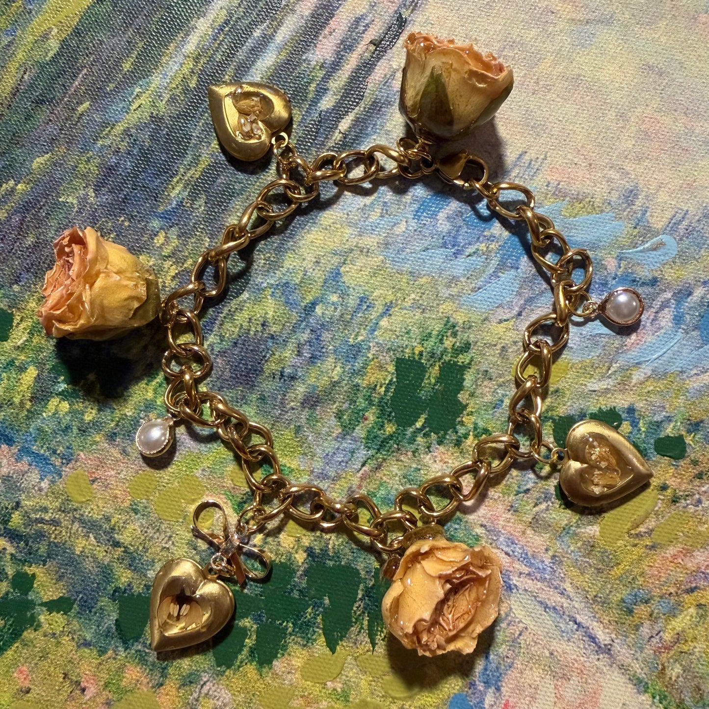 Paula - Gold Real Rose Charm Bracelet (PREORDER)