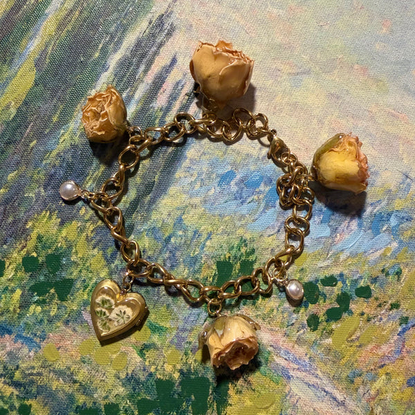 Cassian - Gold Real Rose Charm Bracelet (PREORDER)
