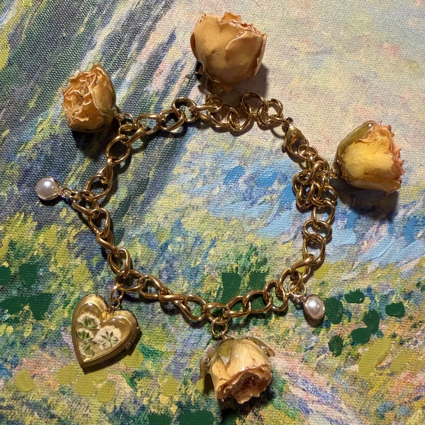 Cassian - Gold Real Rose Charm Bracelet (PREORDER)
