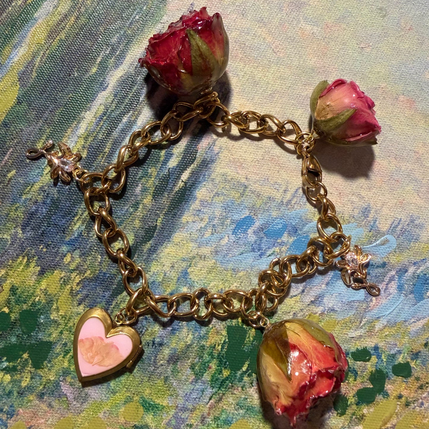 Anna - Gold Real Rose Charm Bracelet