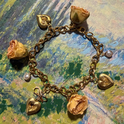 Paula - Gold Real Rose Charm Bracelet (PREORDER)