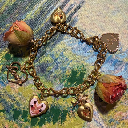 Fiona - Gold Real Rose Charm Bracelet