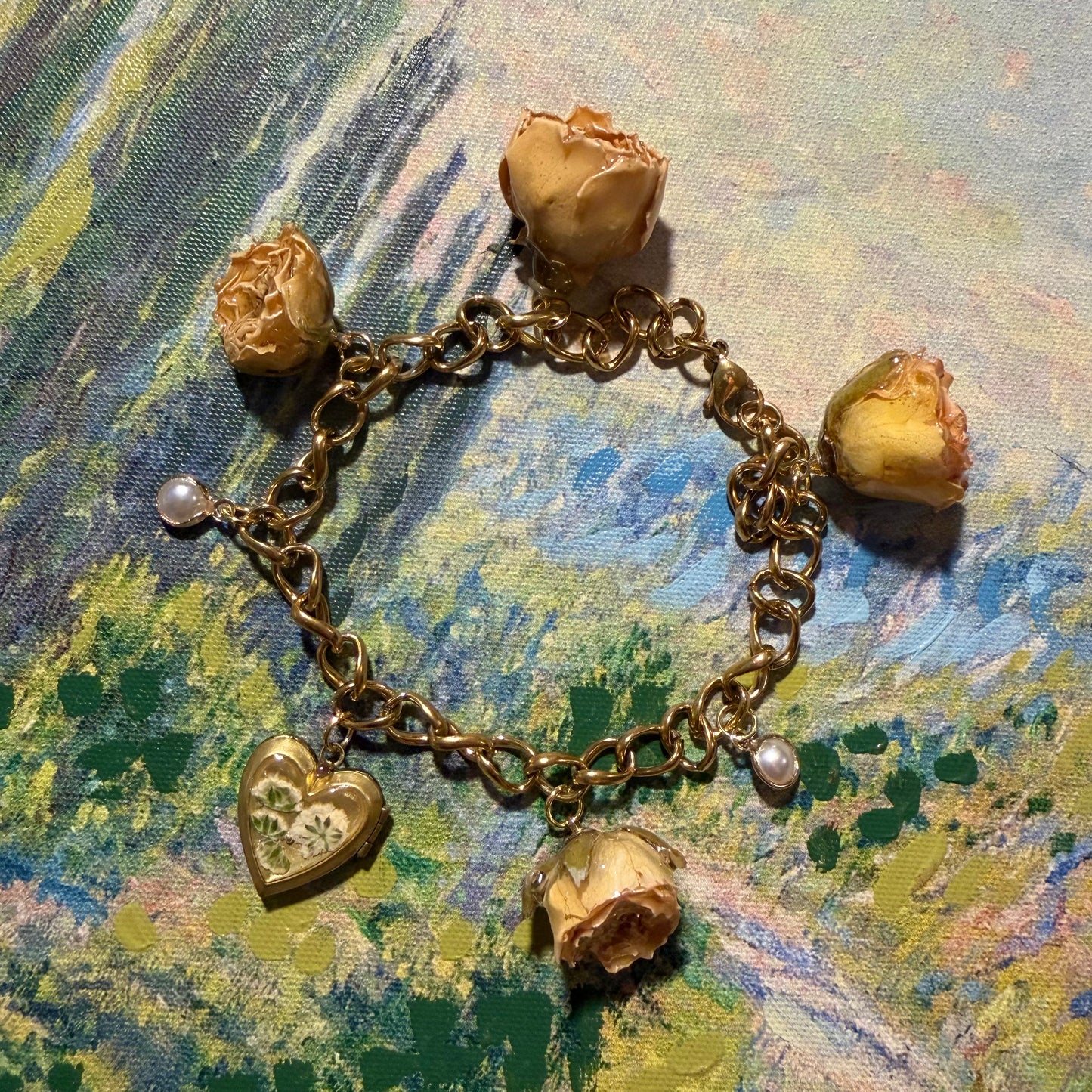 Cassian - Gold Real Rose Charm Bracelet (PREORDER)