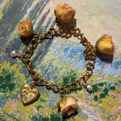 Cassian - Gold Real Rose Charm Bracelet (PREORDER)