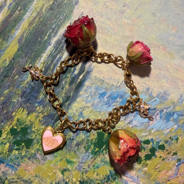 Anna - Gold Real Rose Charm Bracelet