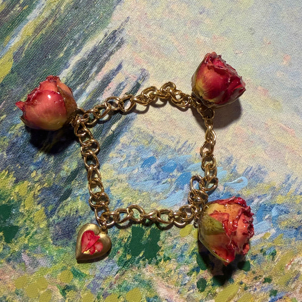 Romana - Gold Real Rose Charm Bracelet (PREORDER)