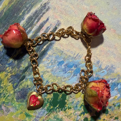 Romana - Gold Real Rose Charm Bracelet (PREORDER)