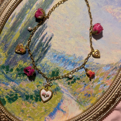 Rosa - Gold Real Rose Charm Necklace