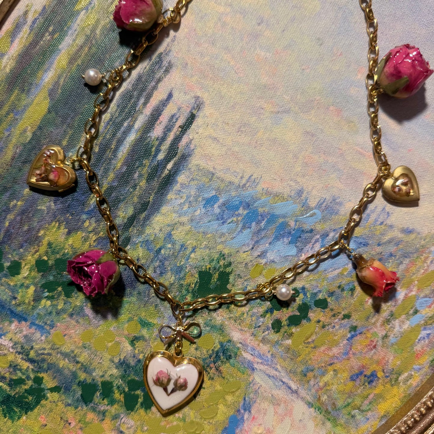 Rosa - Gold Real Rose Charm Necklace