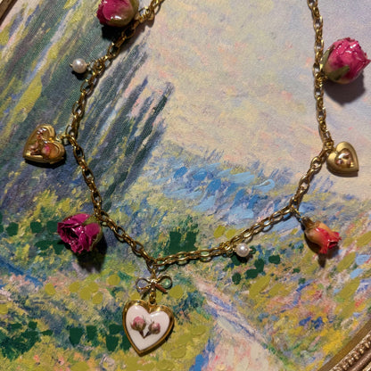 Rosa - Gold Real Rose Charm Necklace