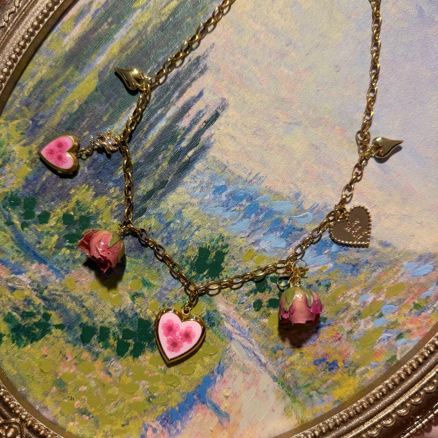 Dolly - Gold Real Rose Charm Necklace