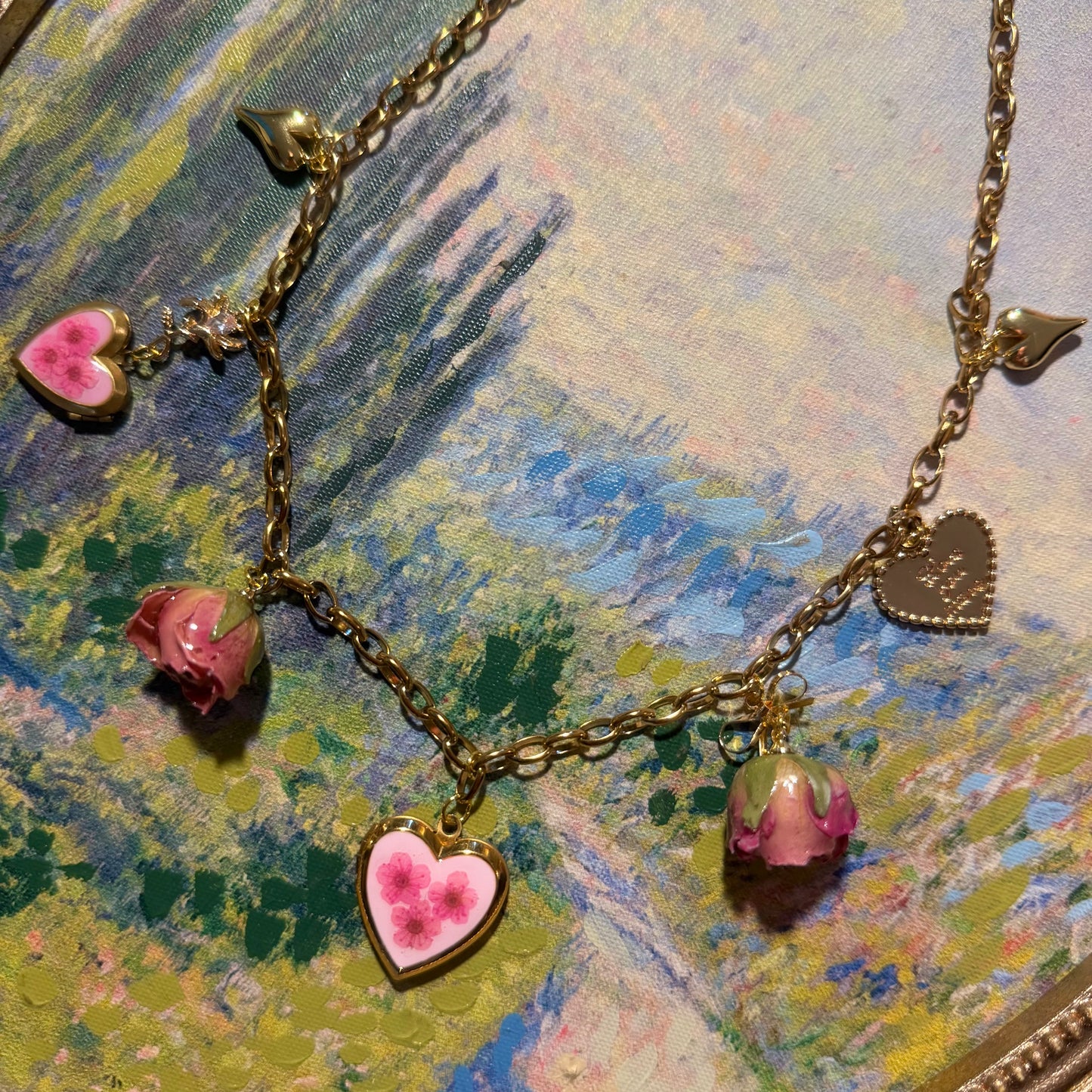Dolly - Gold Real Rose Charm Necklace