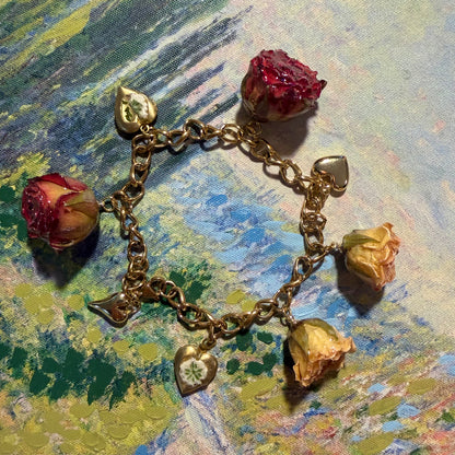 Phoenix - Gold Real Rose Charm Bracelet
