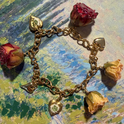Phoenix - Gold Real Rose Charm Bracelet