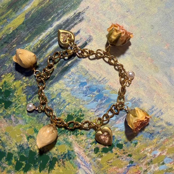 Anjolie - Gold Real Rose Charm Bracelet