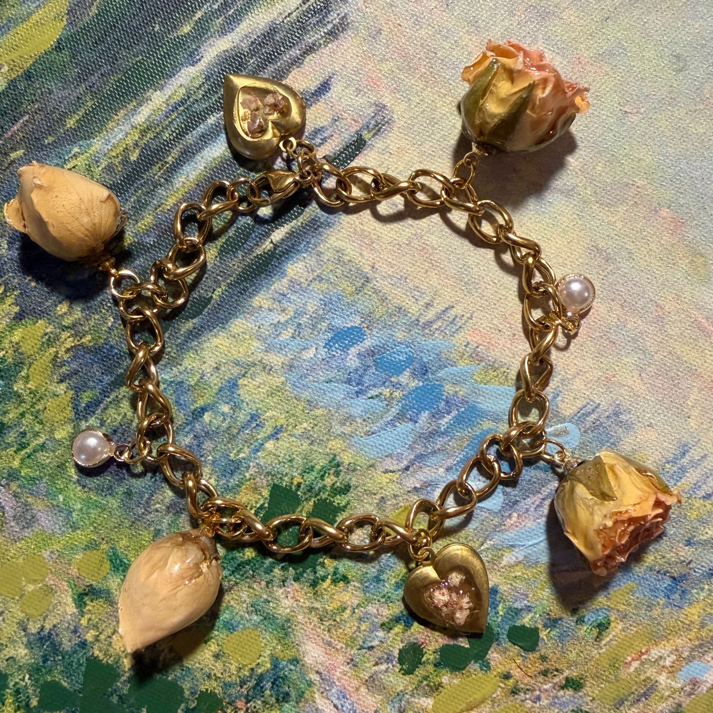 Anjolie - Gold Real Rose Charm Bracelet