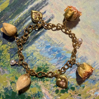 Anjolie - Gold Real Rose Charm Bracelet