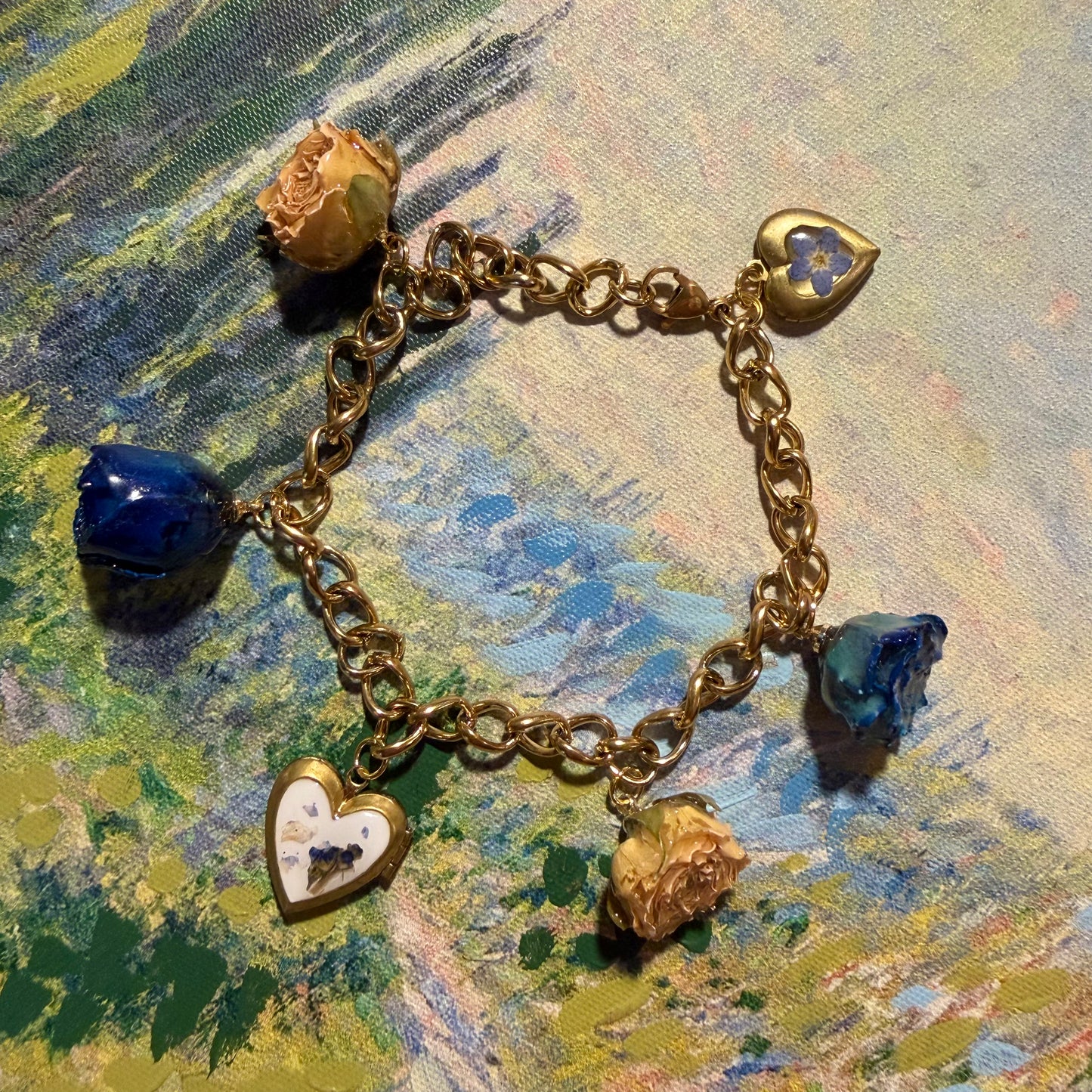 Dakota - Gold Real Rose Charm Bracelet