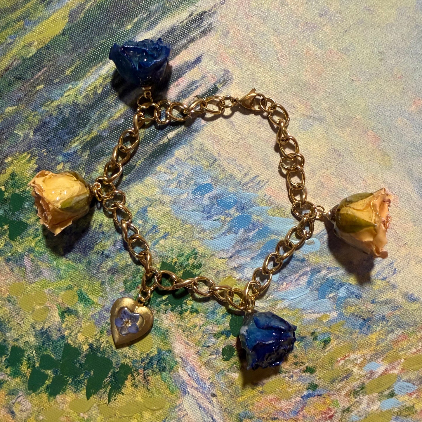 Galen - Gold Real Rose Charm Bracelet (PREORDER)