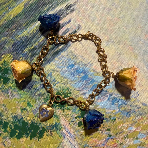Galen - Gold Real Rose Charm Bracelet (PREORDER)