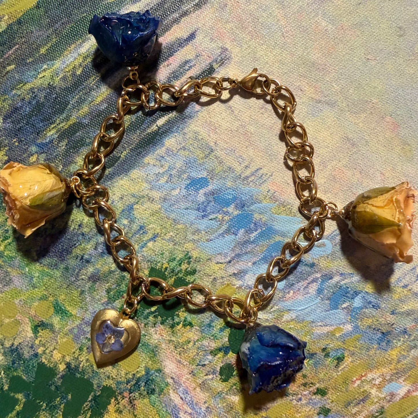Galen - Gold Real Rose Charm Bracelet (PREORDER)