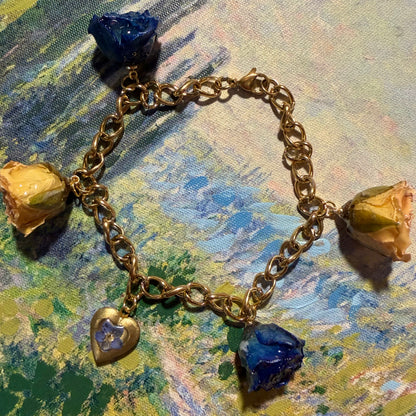 Galen - Gold Real Rose Charm Bracelet (PREORDER)