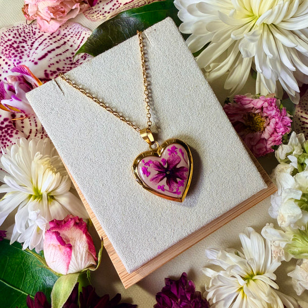 Carly - Gold Real Flower Locket Necklace