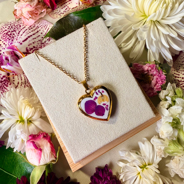 Claire - Gold Real Flower Locket Necklace